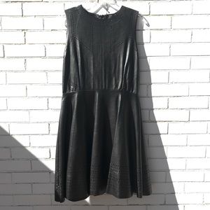 Shiny black Faux Leather Dress Vegan Laser Cut 🖤